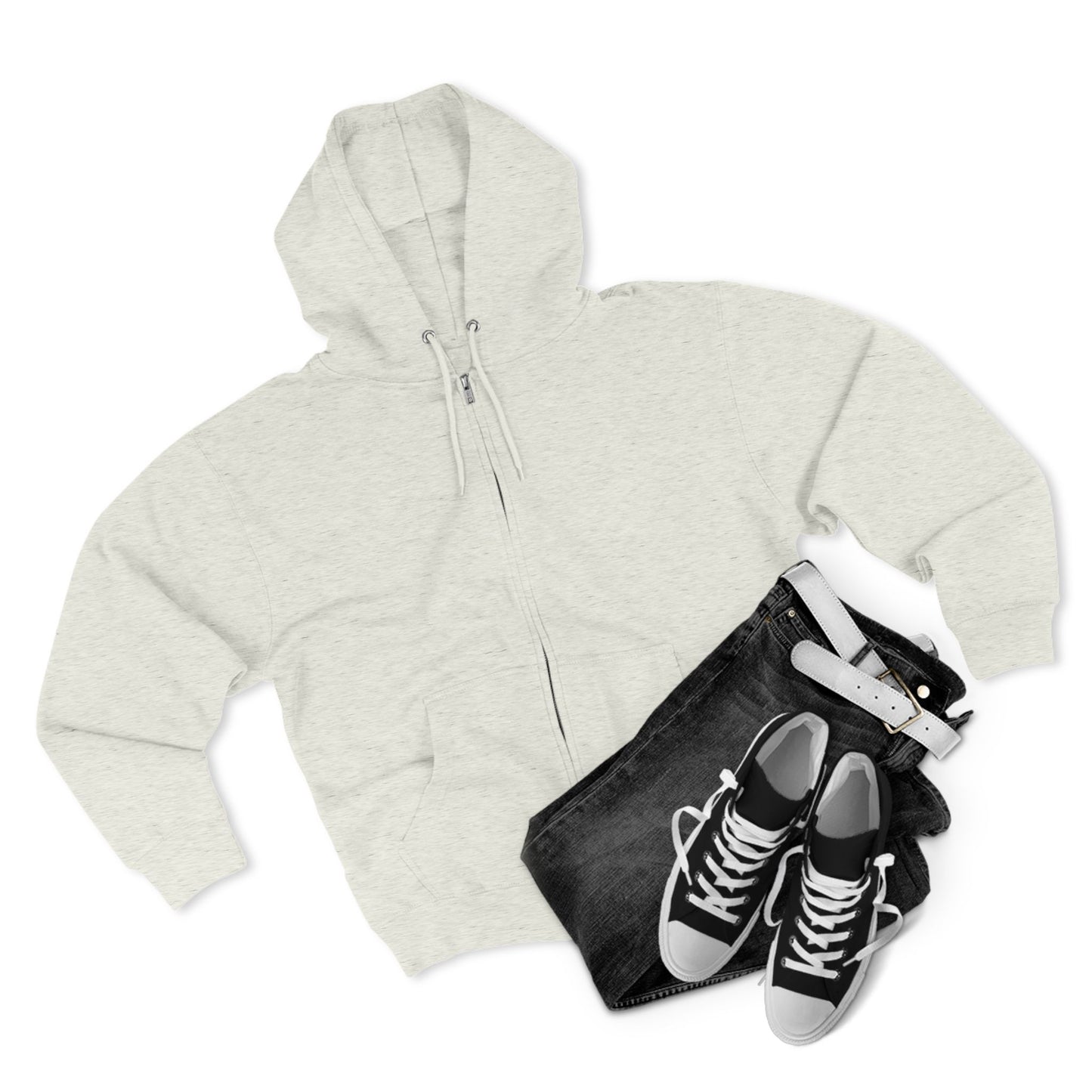 Unisex Oatmeal Heather Grey Medium Heavy Blend Zip Hoodie